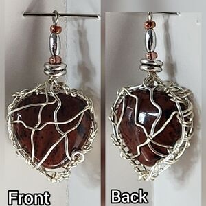 🍒You Choose🍒 Cord Or Chain. Genuine Red Jasper Wire Wrapped Pendant